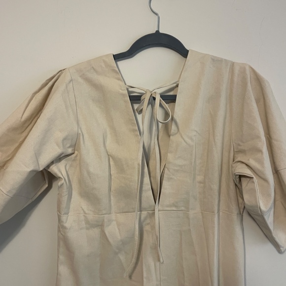 Communes Cotton Linen Blend Button Down Midi Dress - Picture 5 of 6